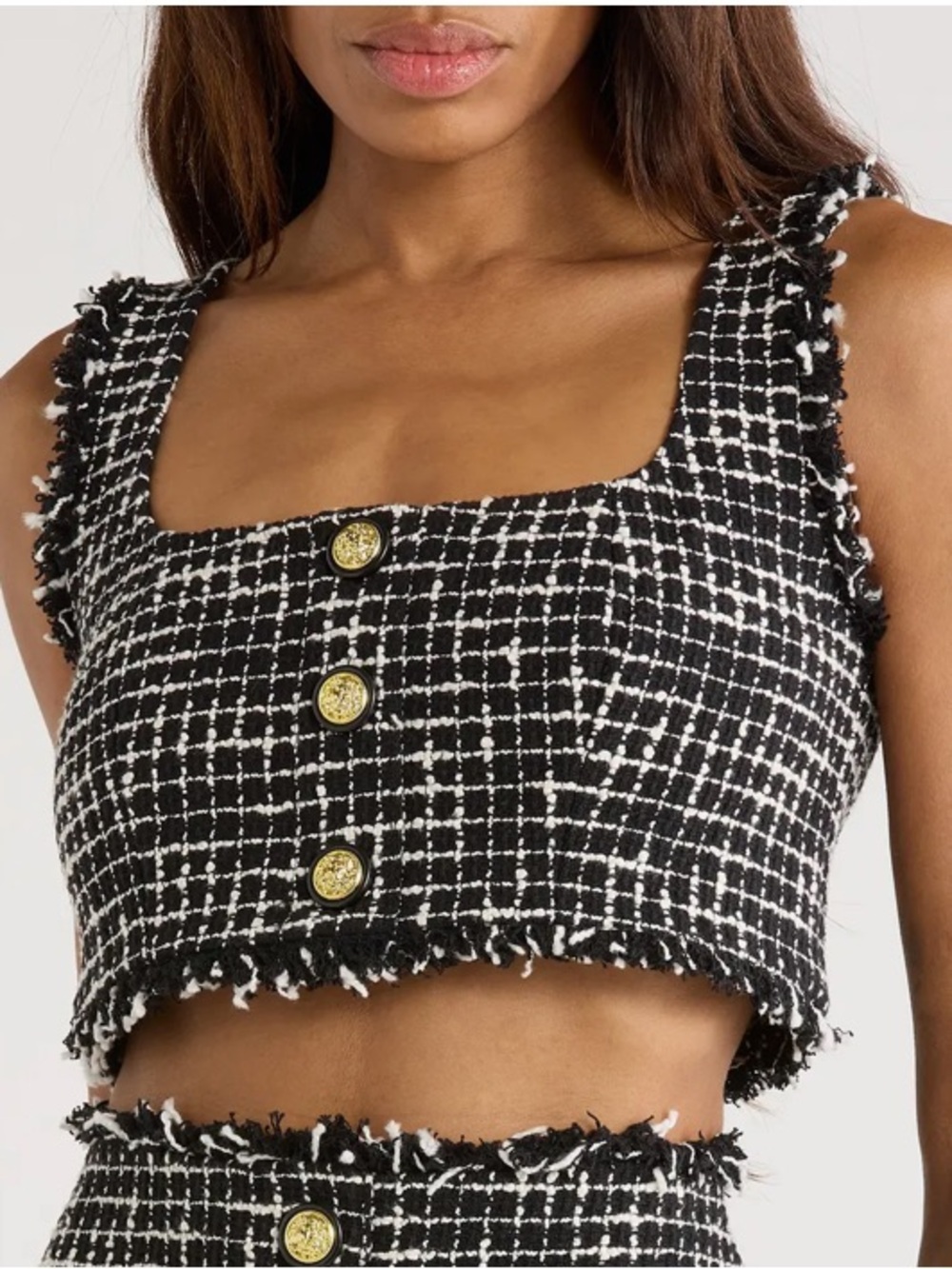 L’AGENCE Maylin Tweed Bralette Top – Black/Ecru – NWT $325 – Size M